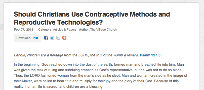 Research paper christian views on contraception
